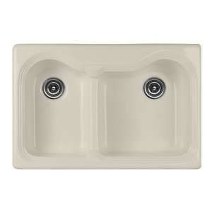   Bowl 60/40 Kitchen Sink with Small Bowl on Left and 2 Faucet Holes 692