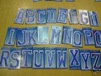 EMBROIDERED BLUE IRON ON CRAFT BLOCK LETTERS LARGE 3  