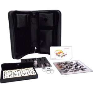 Multi Game Set, Black Leather Case, Dominos, Cards, Backgammon, Chess 