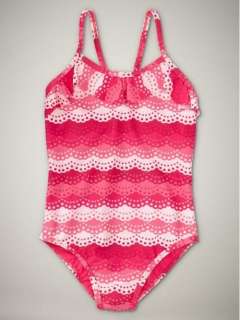 Gap Kids NWT Young at Heart Splash Pink Scalloped Swimsuit One Piece L 