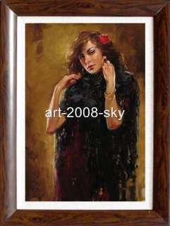 sky oil painting art young girl on canvas 24 x36
