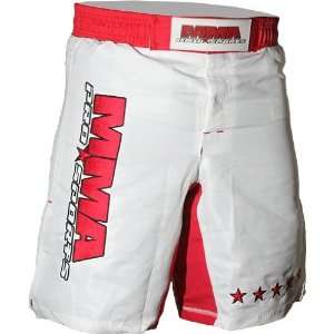 MMA Pro Sports Series 1 White Red Fight Shorts (Size=36):  