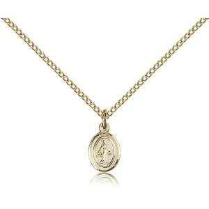 14kt Gold Miraculous Holy Virgin Mary Immaculate Conception Pink Epoxy 