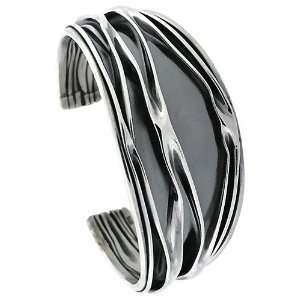  Sterling Silver Wrinkled Cuff Bangle Bracelet 29.2 mm (1 1 