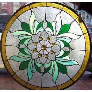   Stained Glass Window Panel 18 X 18 Round {9037 11}: Home & Kitchen