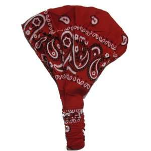  Red Cotton Paisley Wide Pre Tied Headband Beauty