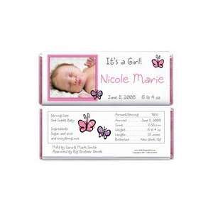    BAG433   Baby Girl Photo Butterfly Candy Bar Wrappers: Baby