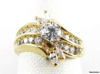   DIAMOND Engagement RING   14k Yellow Gold Rounds & Marquises  