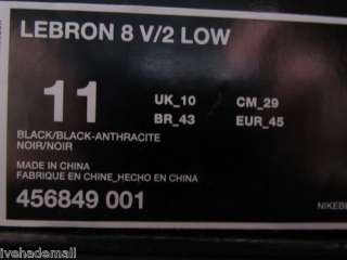 Nike Air Max Lebron 8 V/2 Low Black Hyperfuse 456849 001 Sz 11  