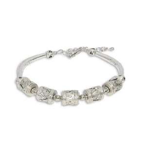  8 Inch Silver Marcasite Drum Link Bracelet Chain Jewellery 