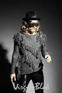 vb HOMME Grunge Fringe Knit Sweater BLACK, DARK GRAY 3WM  