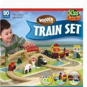   80 Pc. Wooden Train Set Compatible with Thomas & Brio: Toys & Games