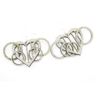    Natural Wood Heart with Rings Wooden Earrings: GTJ: Jewelry