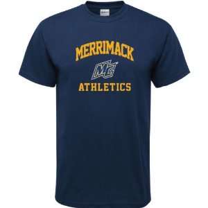  Merrimack Warriors Navy Athletics Arch T Shirt: Sports 
