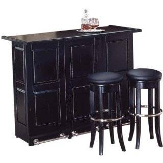 Home Styles Furniture Black Folding Home Bar Cabinet with Chrome Rails