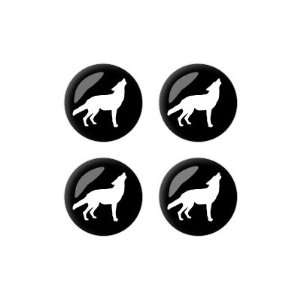  Wolf Howling   3D Domed Set of 4 Stickers Badges Wheel 