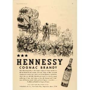  1935 Ad Schieffelin Hennessy Cognac Brandy Cask Barrels 