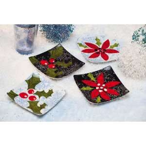 Ceramic 6 Square Appetizer Plate Set of 4, Flurries:  