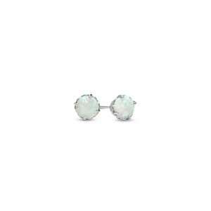  Created Opal Stud Earrings in 10K White Gold 6.0mm opal rings Jewelry