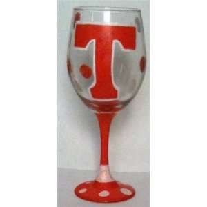    Tennessee Volunteers Hand Painted Wine Glass: Sports & Outdoors