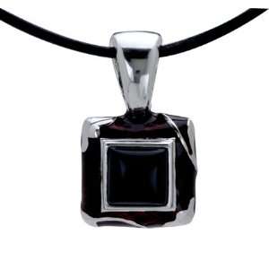    Italian Sterling Silver Pendant with Wine and Black Enamel Jewelry