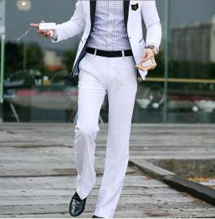 NEW Mens 2011 Korean fashion slim fit white suits 2819  