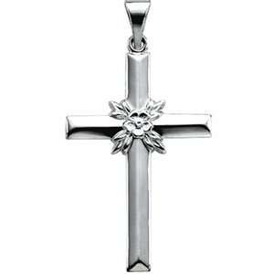  Clevereves 14K White Gold 29.50X19.50 mm Cross Pendant 