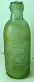 1889 Wm Sierichs New York Embossed Hucthison Blob Top Soda Bottle 