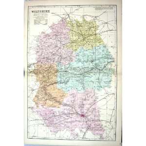  Bacon Antique Map C1884 Wiltshire England Salisbury 