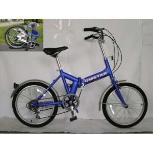  20 Folding Bike 6 Shimano Speed Blue: Sports & Outdoors