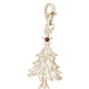   Christmas Tree Charm with Lobster Clasp, 14k Yellow Gold Jewelry
