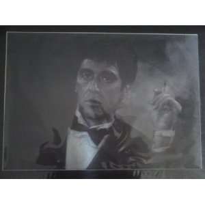   Tony Montana Smoking In A Cool B& W Image From The Movie: Toys & Games