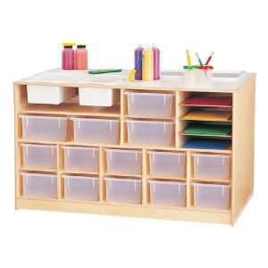  Baltic Birch Mobile Storage Island with Clear Trays 