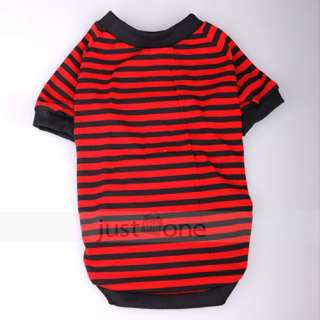 PET DOG APPAREL Clothes Costume Striped T Shirt XL red  