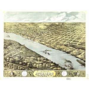  1869 Birds eye map of Atchison, Atchison Co, Kansas