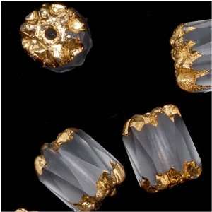  Czech Cathedral Glass Beads 8mm Matte Crystal with Gold 
