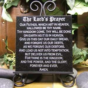   Lords Prayer 6x6 Lasered Black Granite Stone Plaque: Home & Kitchen