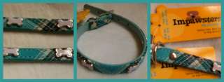 Classic Plaid Turquoise Dog Collar Boy Girl Small Apparel Clothes 