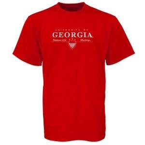  Georgia Bulldogs Red Shield Emblem T shirt Sports 