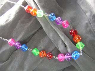 Geek Chic Gamer Girl Rainbow Dice Necklace by Rewondered FREE SHIP 