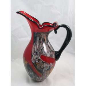  Murano Ruby Marble Random Pitcher Vase C 5: Home & Kitchen