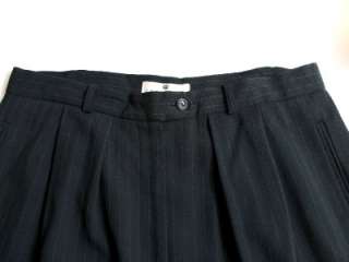 womens black pinstripe SAKS FIFTH AVENUE 3pc pant suit vest wool 