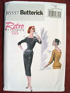 BUTTERICK RETRO 55 MISSES TOP AND SKIRT PATTERN 5557 Sz 14 20  