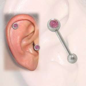  Barbell Cartilage Tragus Earring with Jewel   PFJ77 