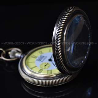 Brass Roman Glass Ball Mens Mechanical Pocket Watch MW37  