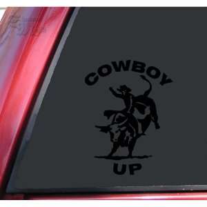  Cowboy Up Bull Rider Rodeo Vinyl Decal Sticker   Black 