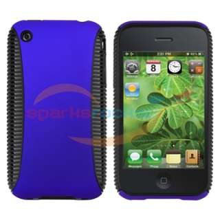   SOFT CASE Blue Hard COVER+Privacy Guard For iPhone 3G 3GS 3th  