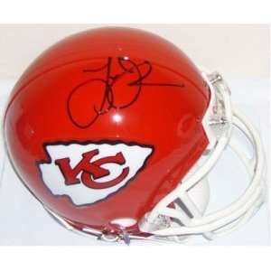  Larry Johnson Autographed Mini Helmet   Replica: Sports 