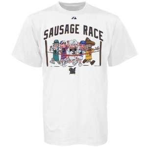   Milwaukee Brewers Sausage Race White T shirt: Sports & Outdoors