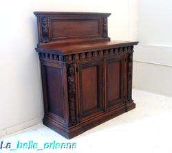 SUPERB WALNUT CARVED FIGURAL CABINET WITH HUTCH. WOW!!!  